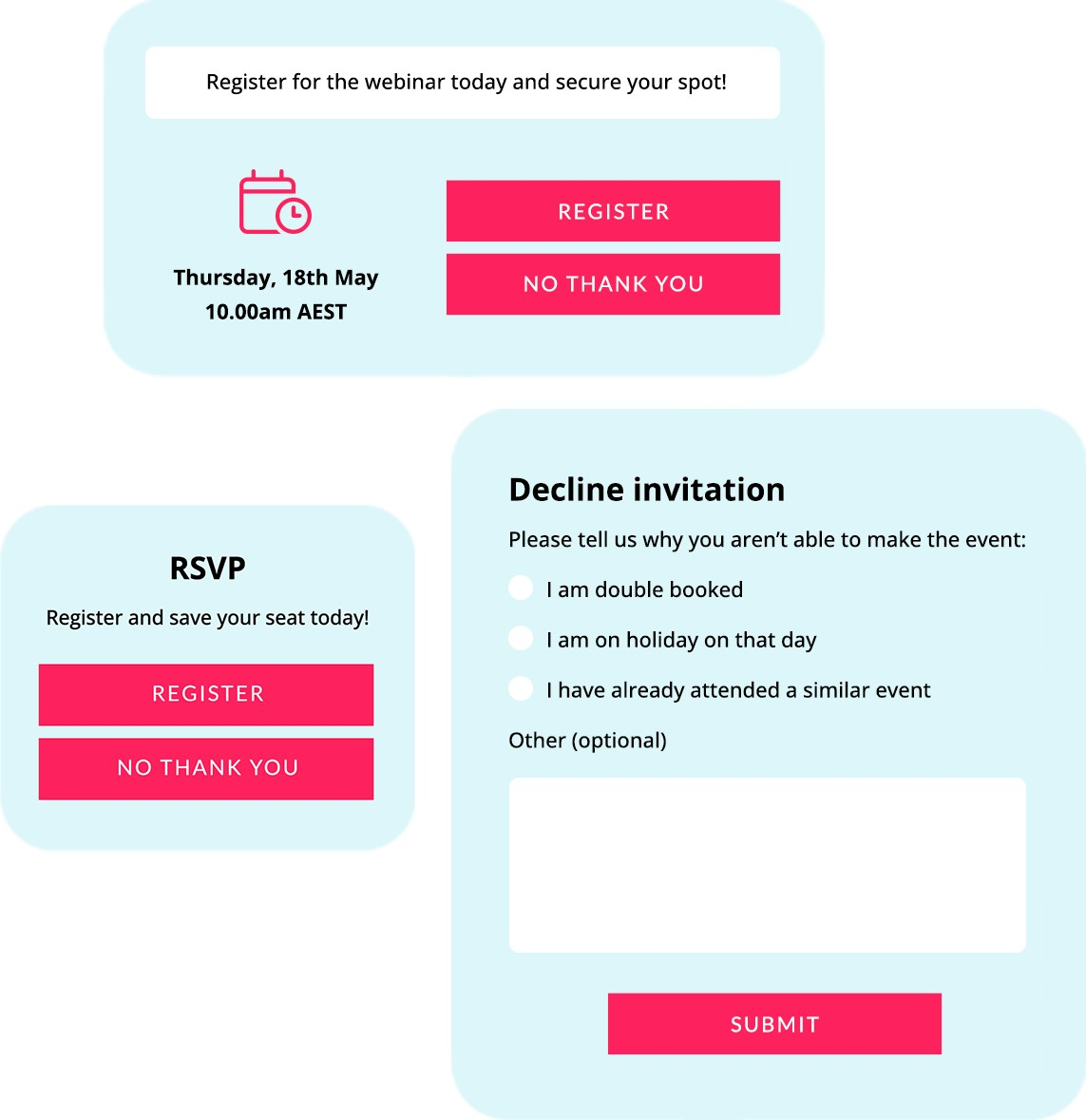 Swift Digital email and event RSVP and decline feature