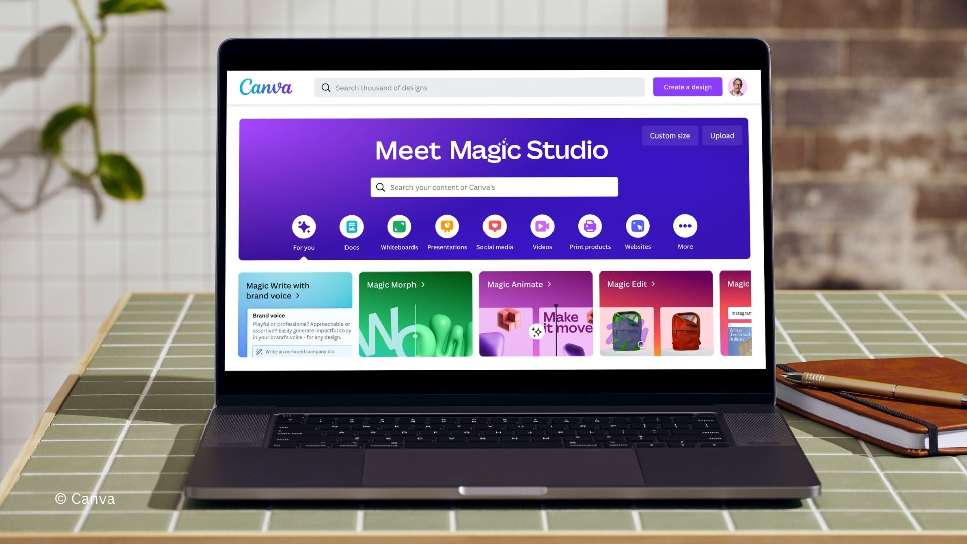 Canva Magic Studio on a laptop